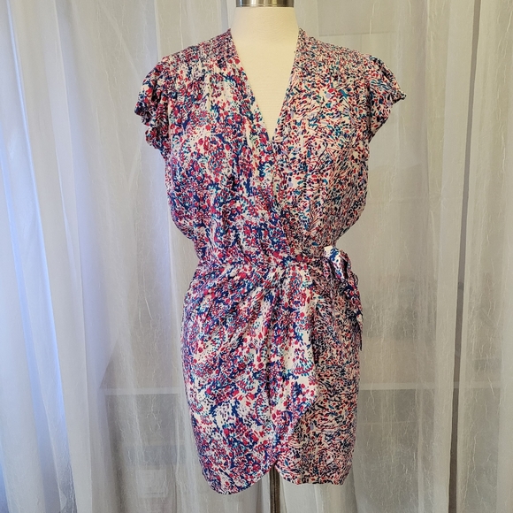 IRO Paris Mini Wrap Dress Ruffled Cap Sleeves size 34 - Picture 10 of 13